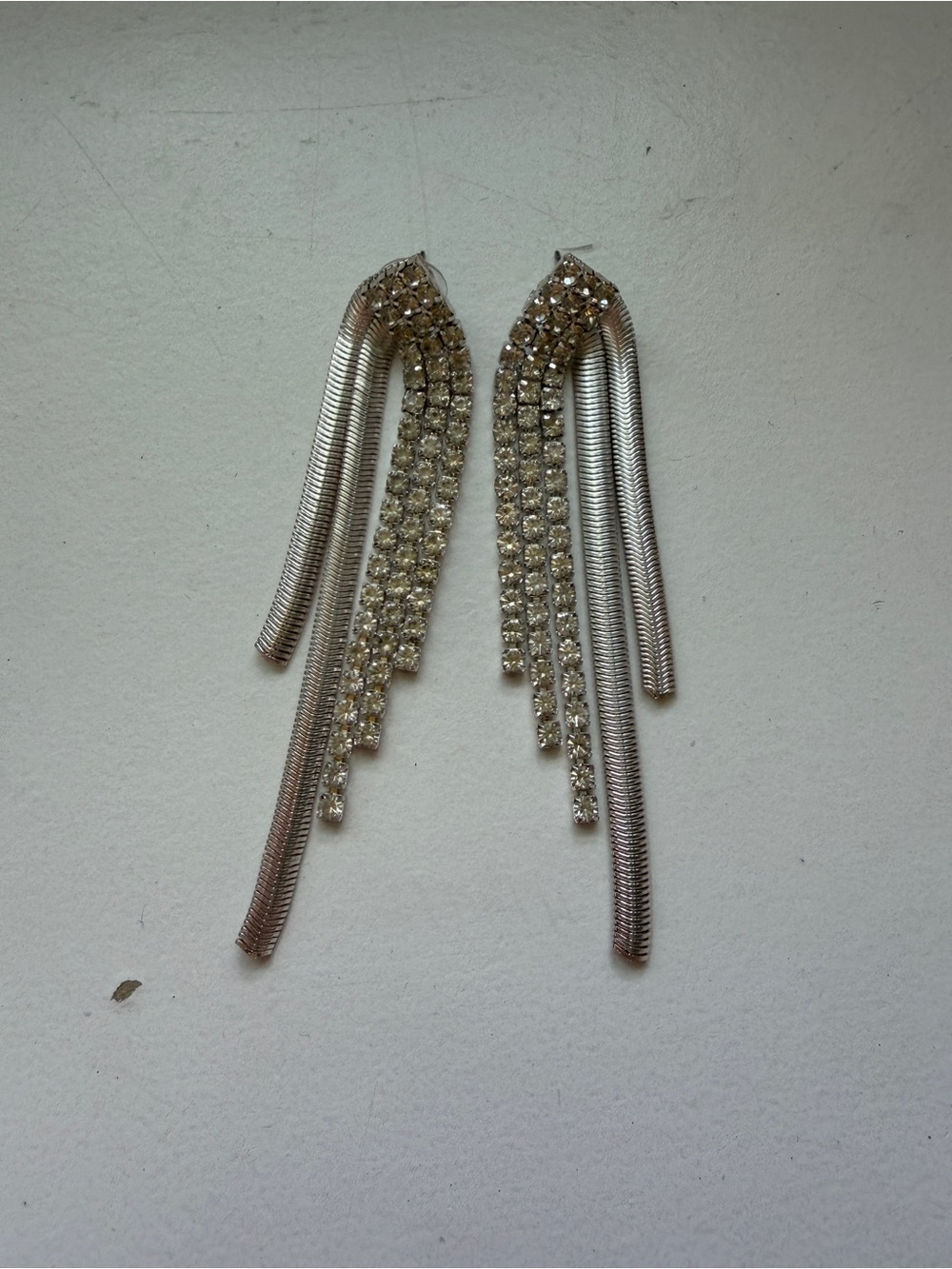 REVOLVE Silver Crystal Fringe Drop Earrings